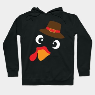 Funny Cute Happy Merry Thanksgiving turkey face Hoodie
